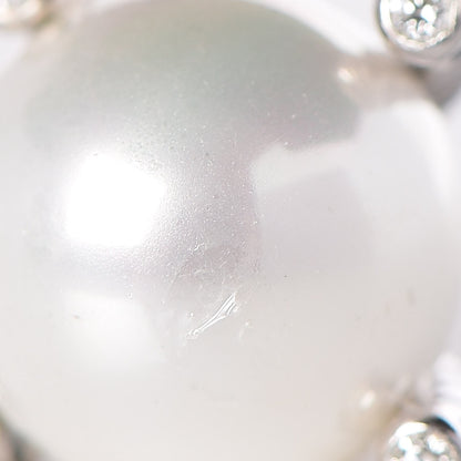 David Yurman Sterling Silver Diamond Pearl 9.5mm Earrings 4 of 4