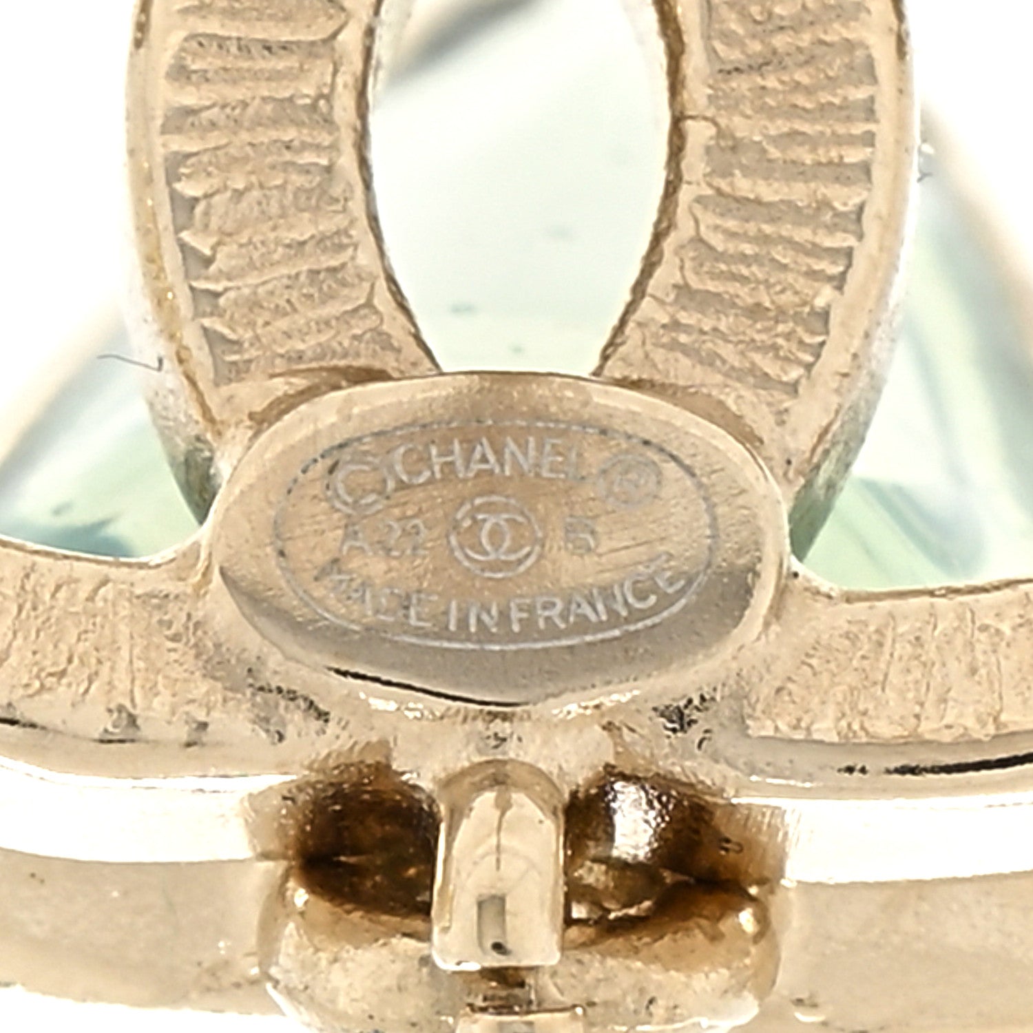 Chanel Crystal CC Drop Earrings Green Gold 4 of 4