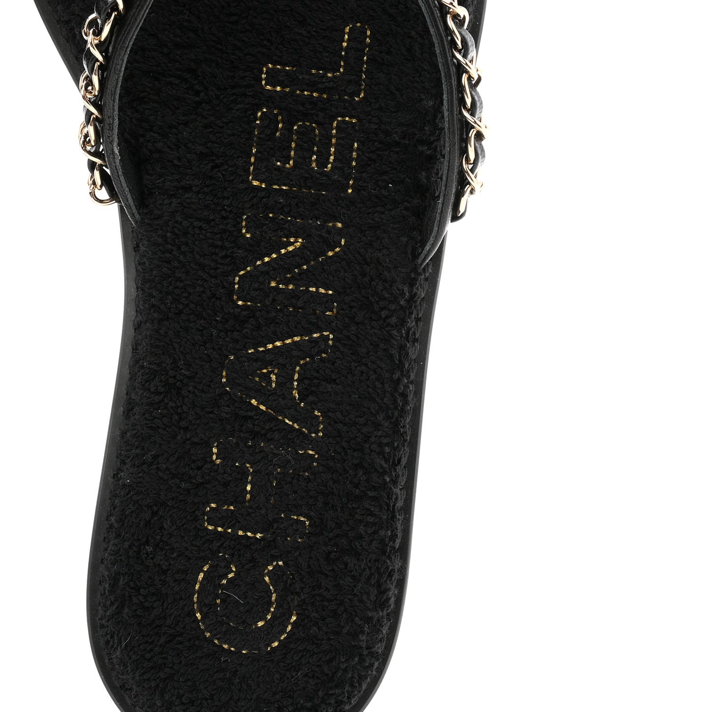 Lambskin CC Chain Thong Sandals 39 Black