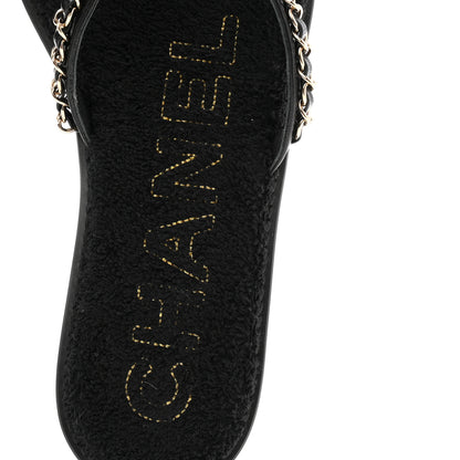 Chanel Lambskin CC Chain Thong Sandals 39 Black 8 of 10