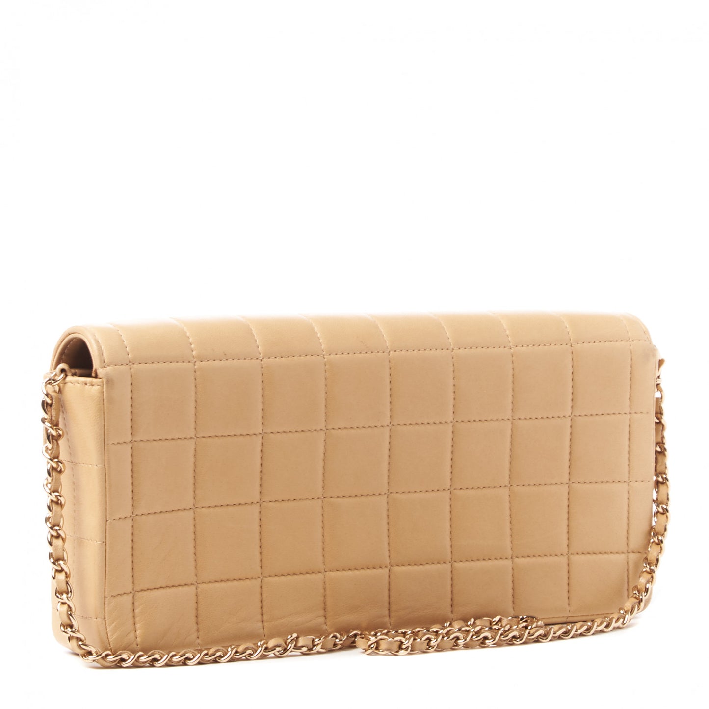 Lambskin East West Chocolate Bar Flap Beige