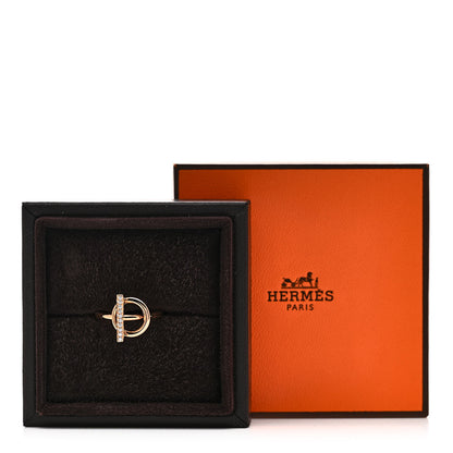 Hermes 18K Rose Gold Diamond PM Echappee Ring 54 7 6 of 6