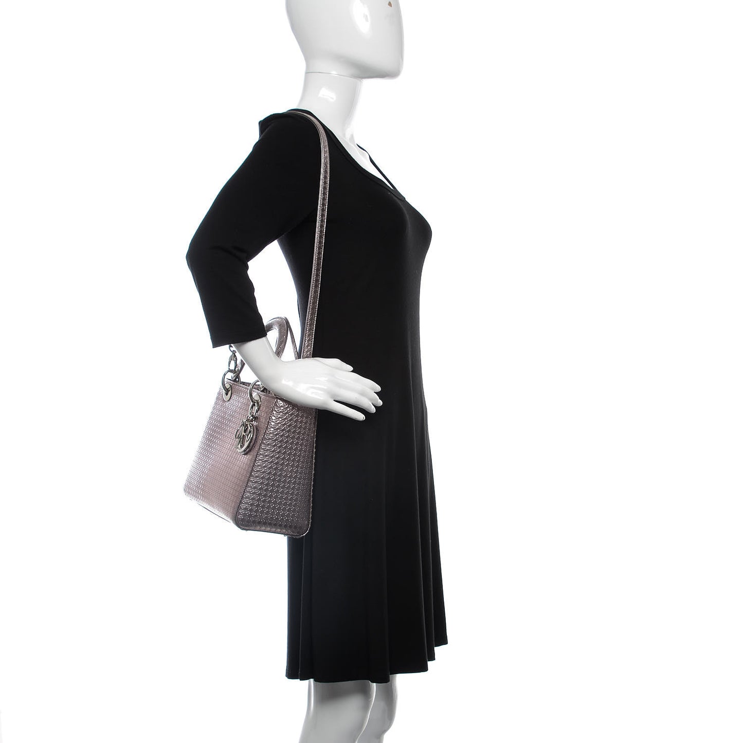 Metallic Patent Micro-Cannage Medium Lady Dior Pink