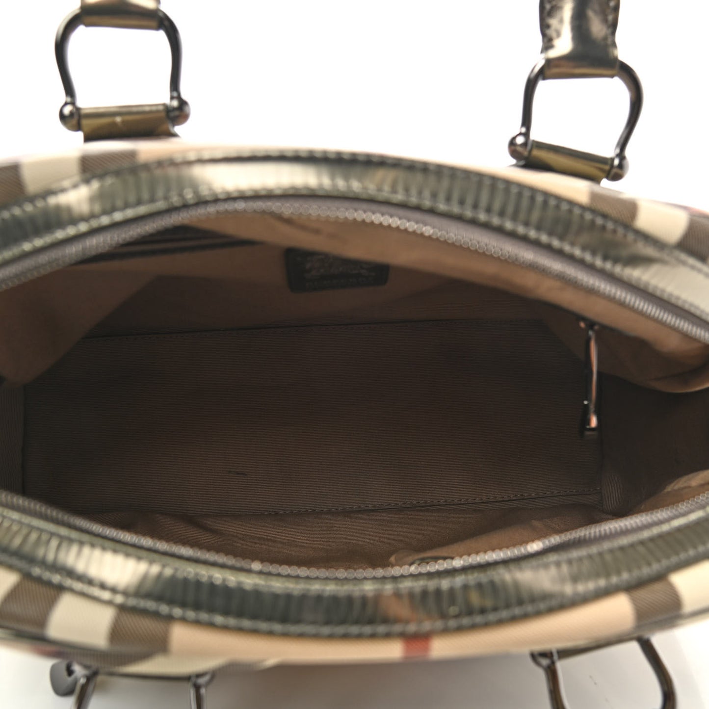 Metallic Supernova Check Patent Bowling Bag Pewter