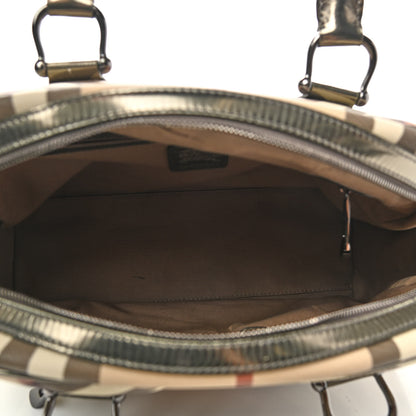 Burberry Metallic Supernova Check Patent Bowling Bag Pewter 5 of 20