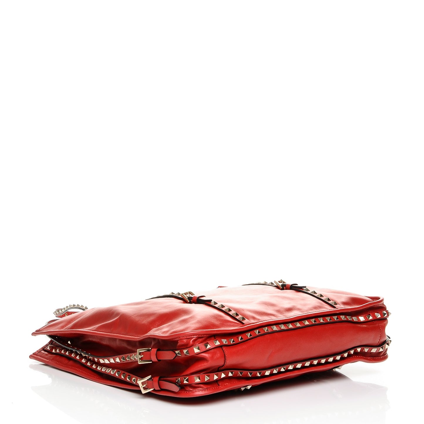 Vitello Rockstud Shopper Tote Red