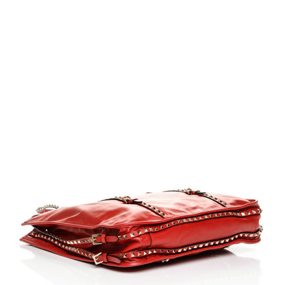 Valentino Garavani Vitello Rockstud Shopper Tote Red 4 of 6