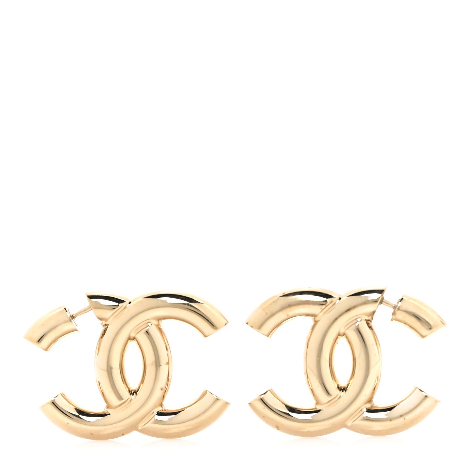 Chanel Metal Large CC Earrings Light Gold 1 of 4
