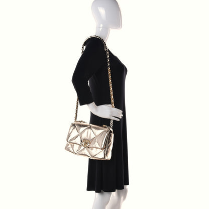 Chanel Metallic Lambskin Quilted Medium Chanel 19 Flap Gold 3 of 10