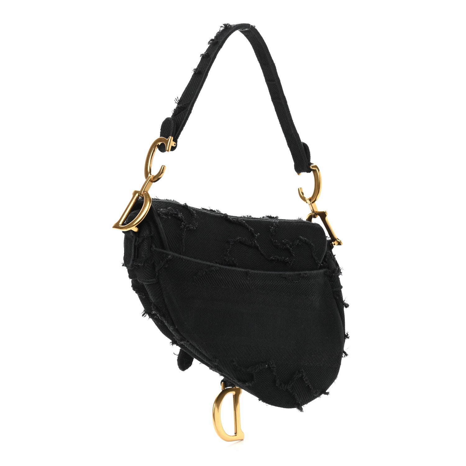 Christian Dior Canvas Embroidered Camouflage Saddle Bag Black 2 of 9