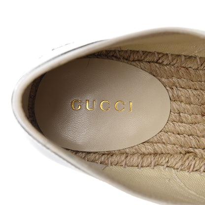Gucci Metallic Calfskin Pilar Cap Toe Logo Espadrille Wedge Sneakers 40.5 White Silver 7 of 9