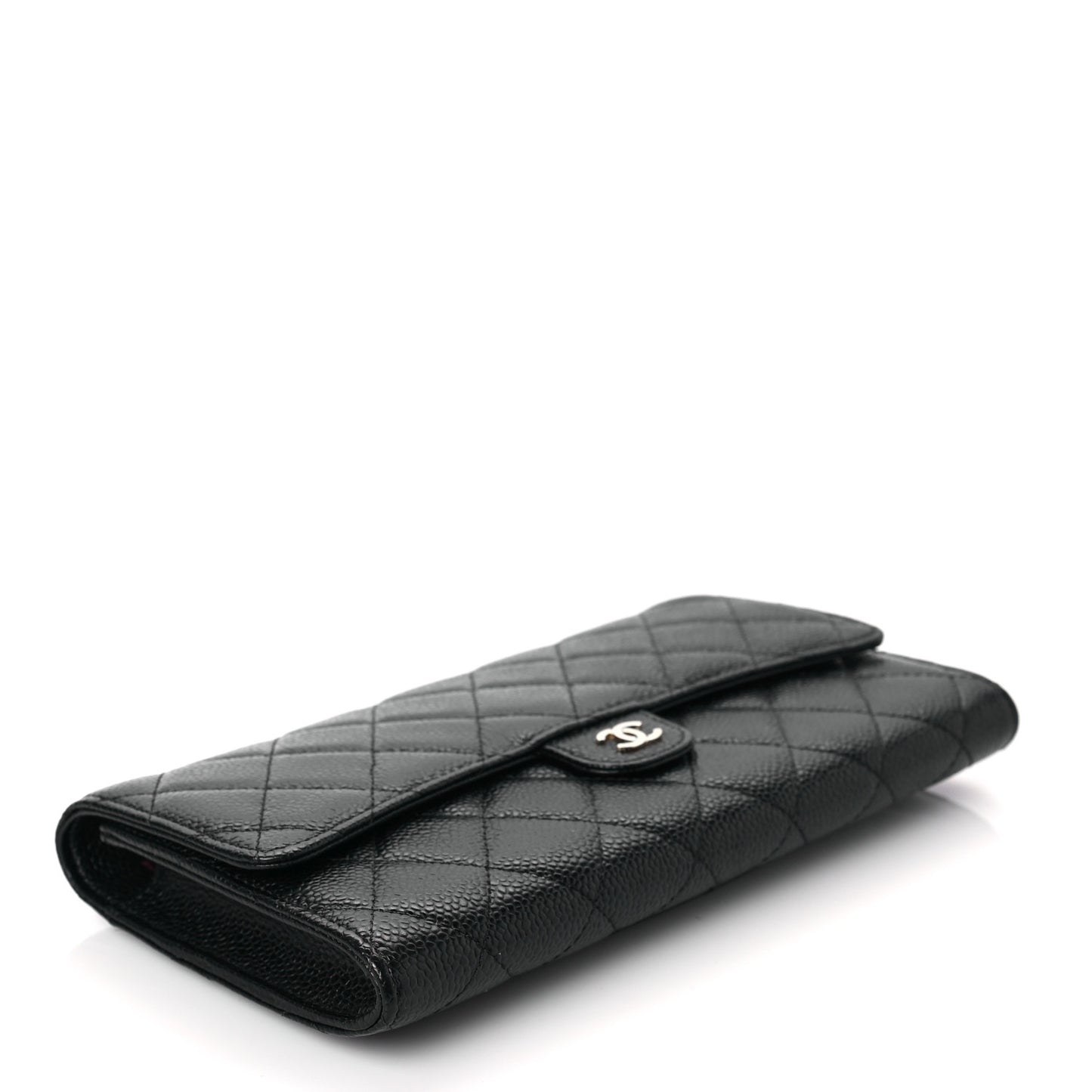 Caviar Quilted Travel Wallet Black