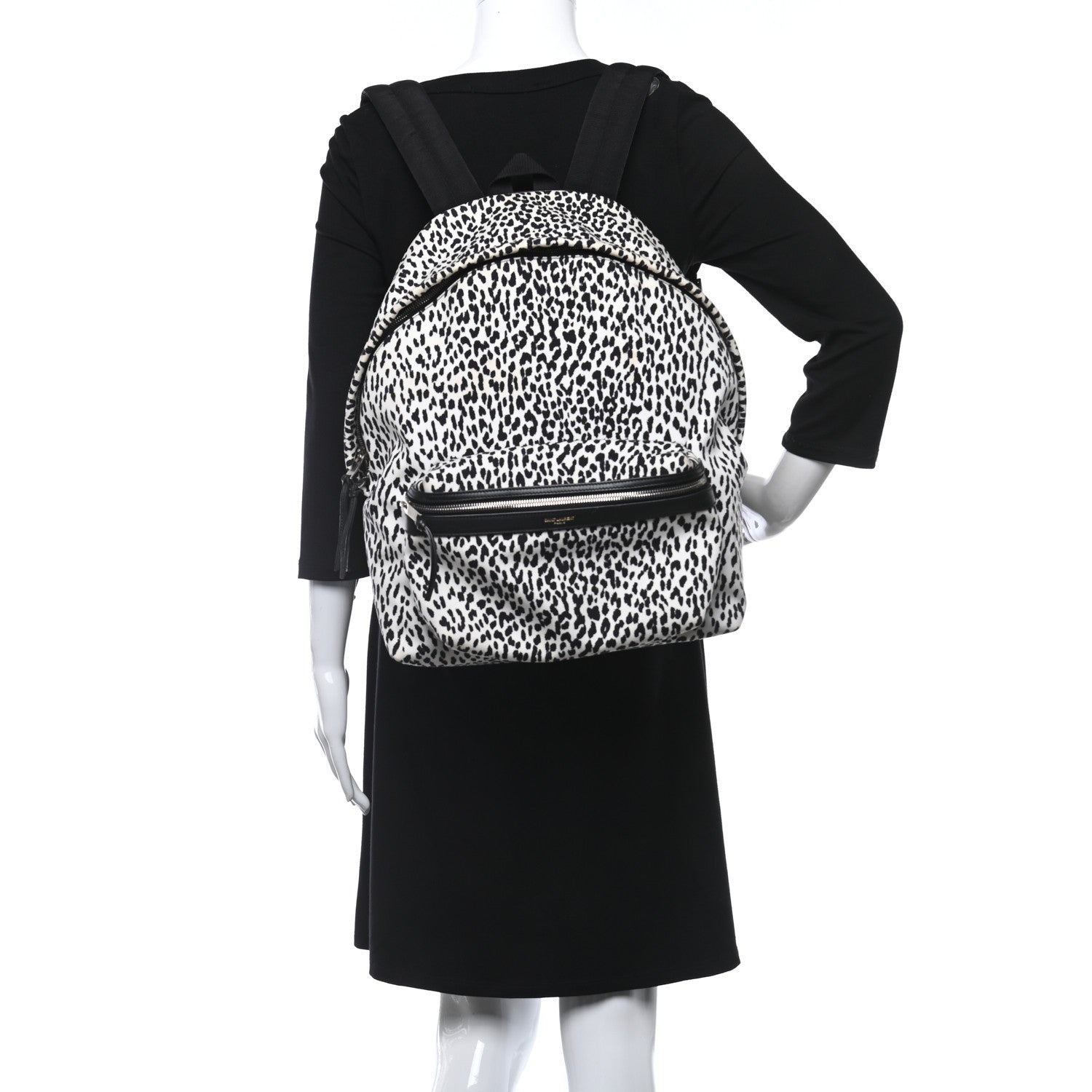 Saint Laurent Printed Canvas Leopard Print Hunting Backpack White Black 2 of 8