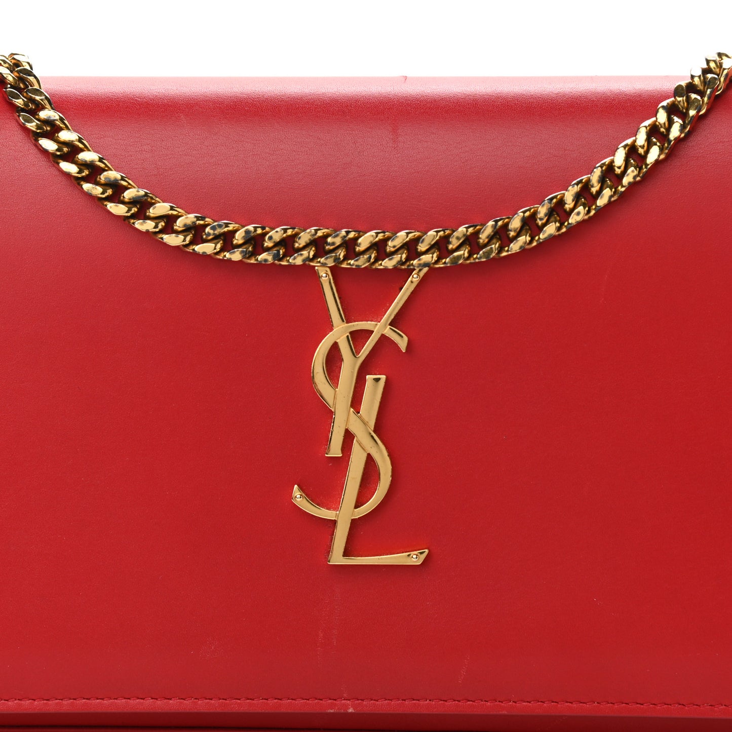 Smooth Calfskin Classic Monogram Kate Wallet On Chain Red