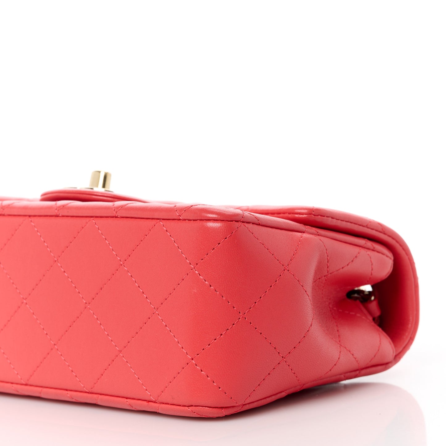 Lambskin Quilted Mini Rectangular Flap Red