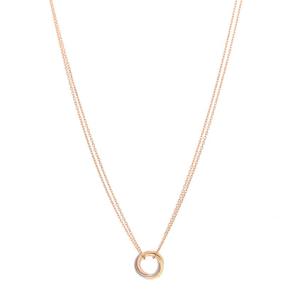 Cartier 18K Pink Yellow White Gold Trinity Double Chain Pendant Necklace 1 of 5