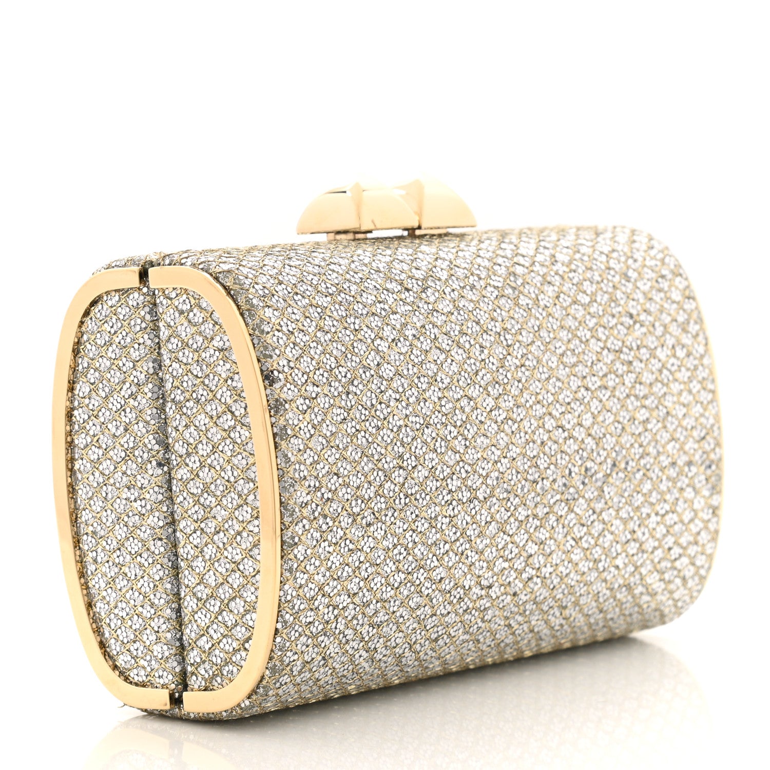 Jimmy Choo Glitter Fabric Clutch Champagne 3 of 6