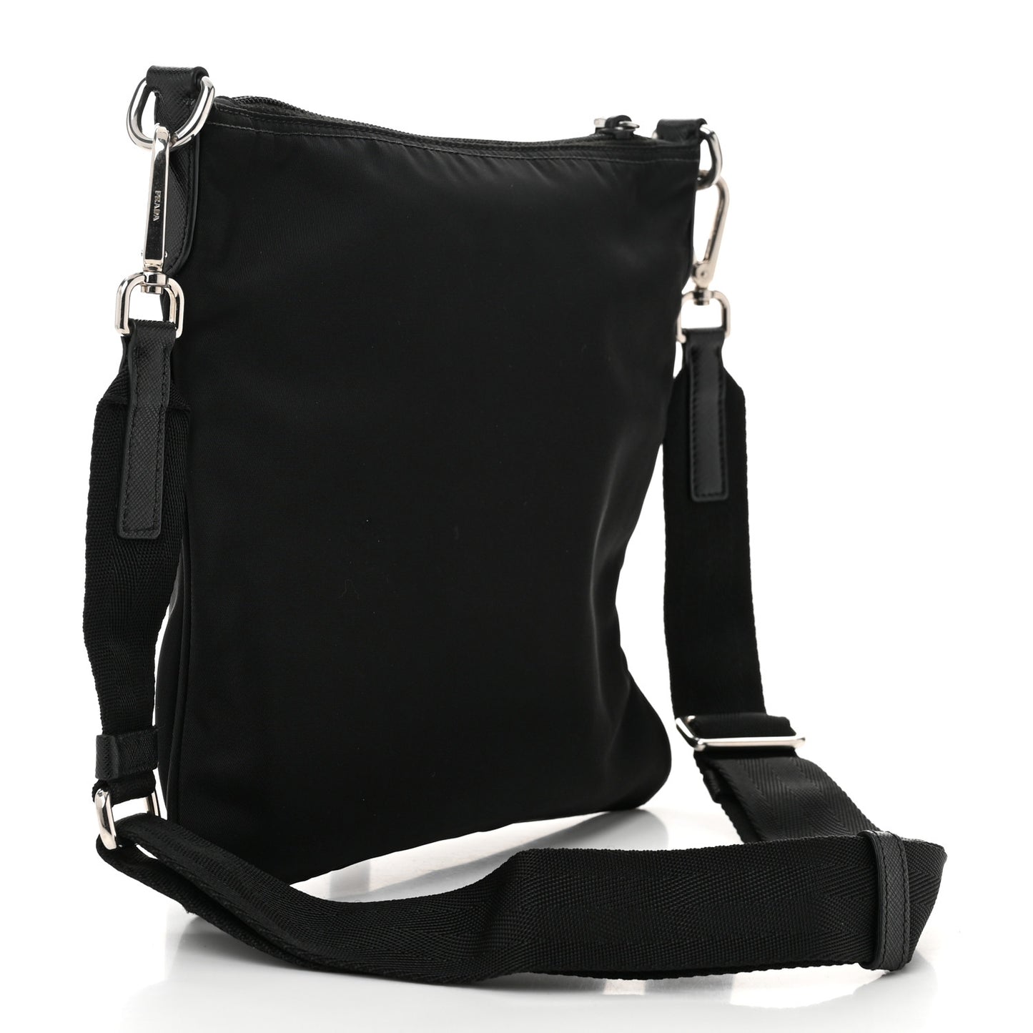 Tessuto Nylon Saffiano Flat Messenger Bag Black