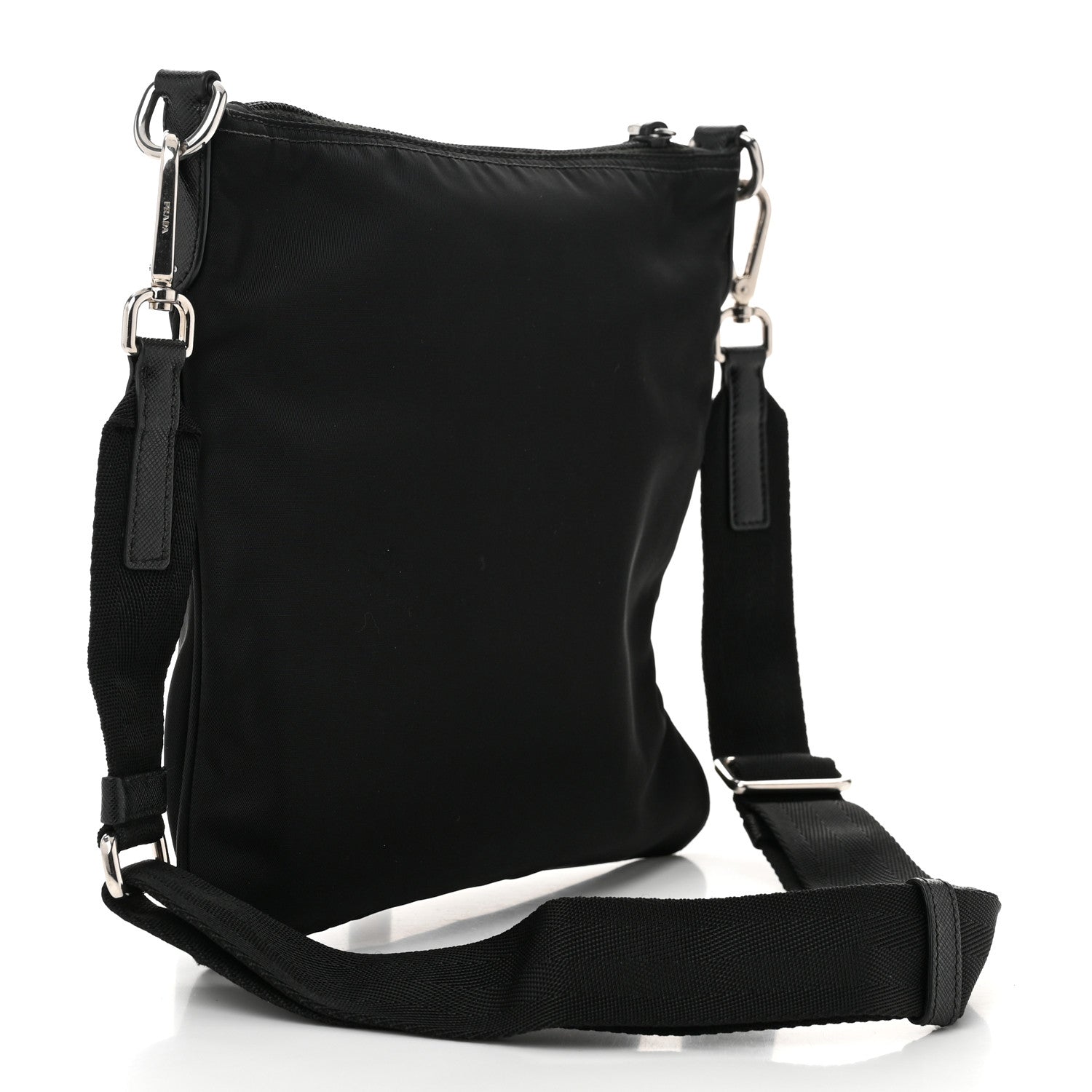 Prada Tessuto Nylon Saffiano Flat Messenger Bag Black 3 of 10