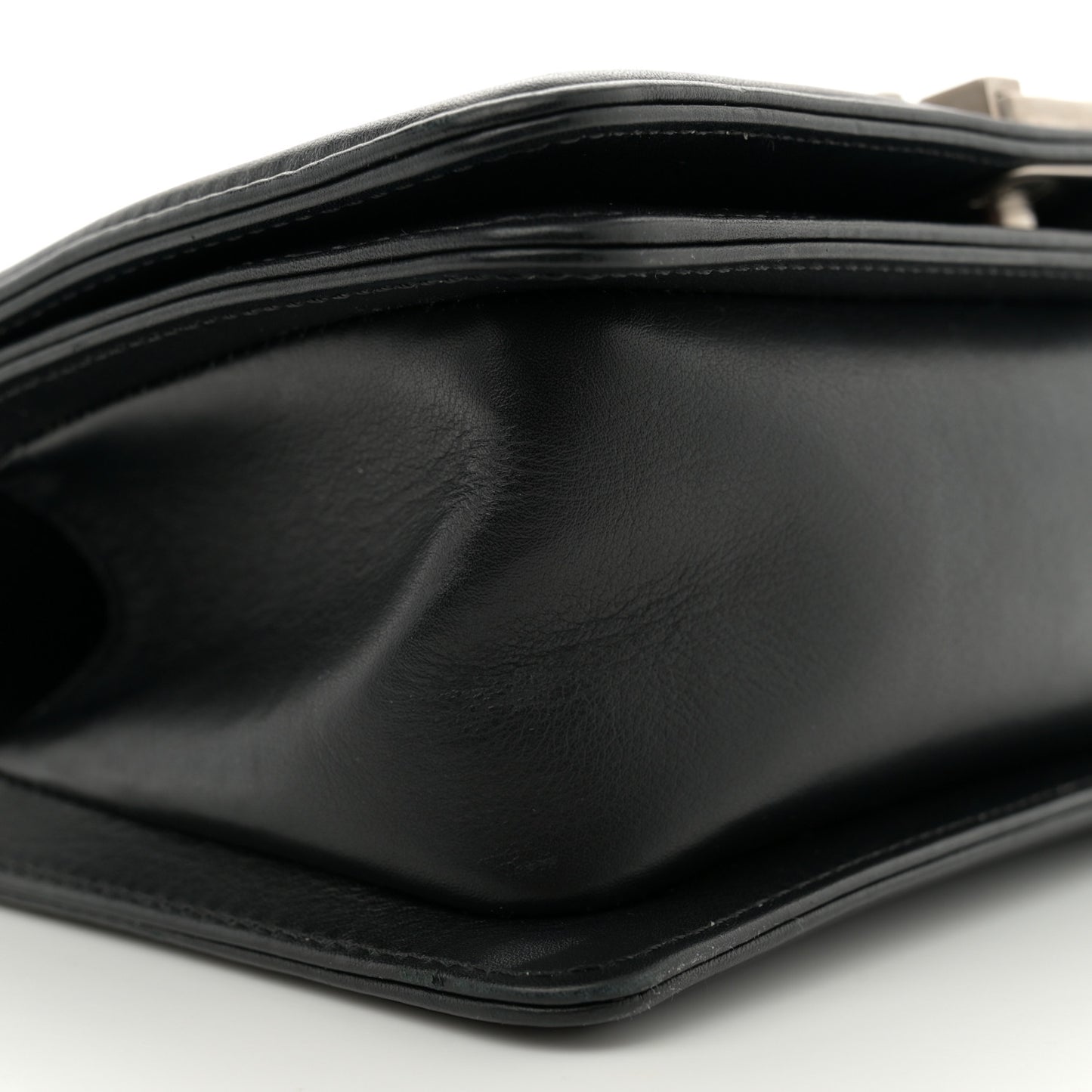 Matte Snakeskin Calfskin Small Boy Flap Black