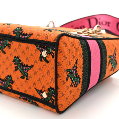 Christian Dior Canvas Embroidered Dino Medium Lady D-Lite Orange Multicolor 9 of 9