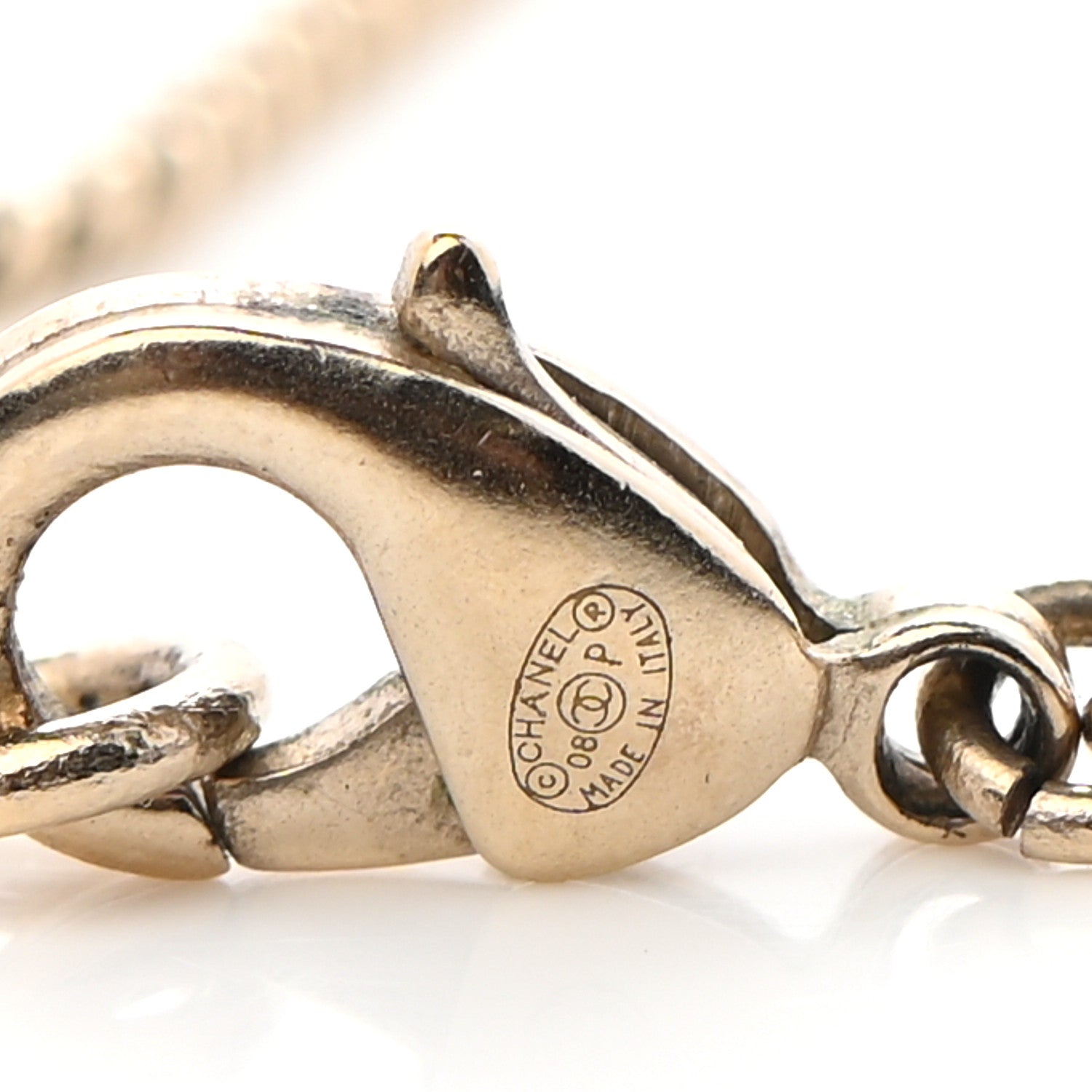 Chanel Metal Textured CC Pendant Necklace Gold 5 of 5