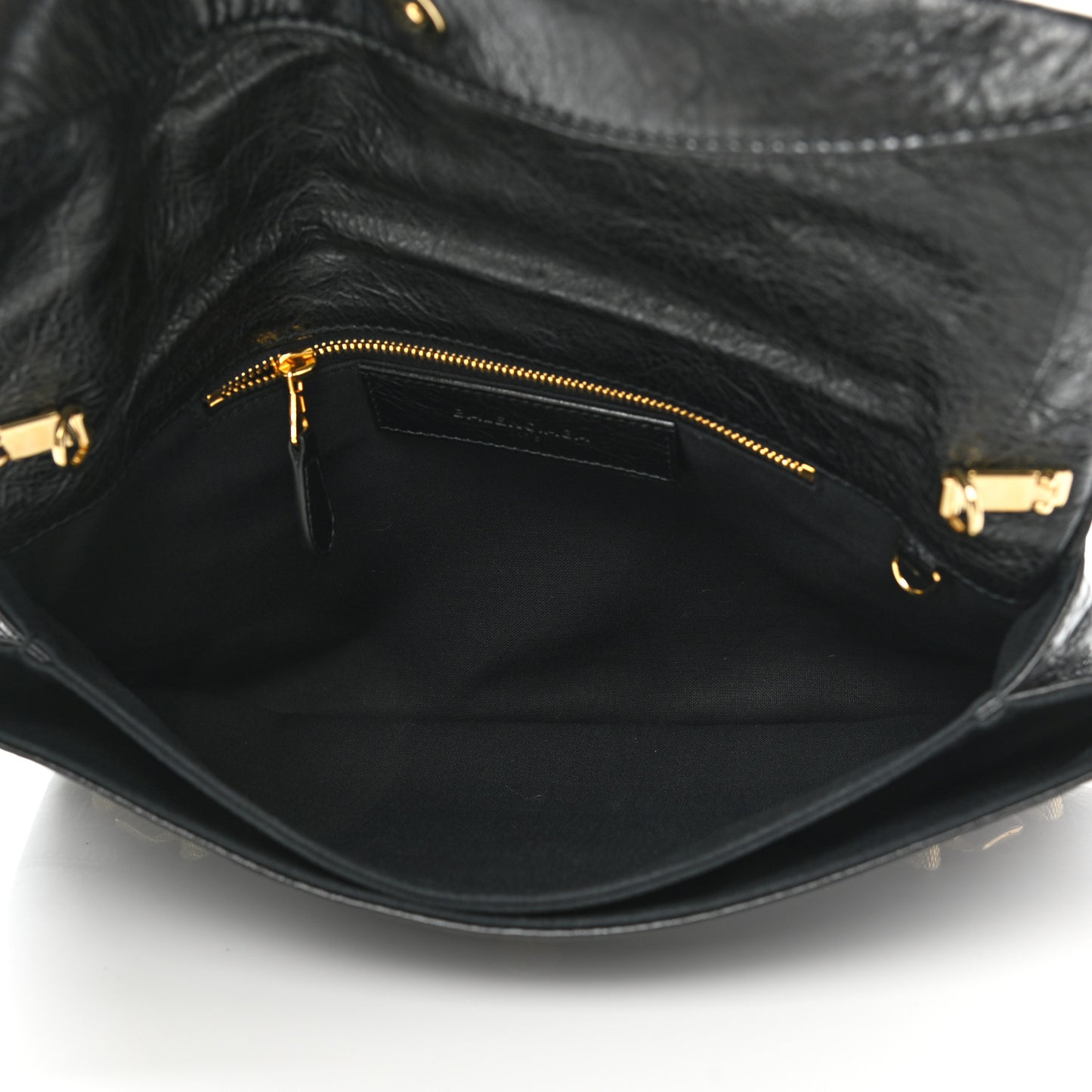 Agneau Giant 12 Gold Hardware Envelope Strap Clutch Black