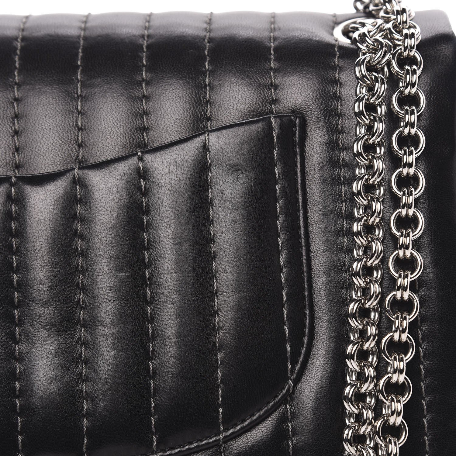 Chanel Lambskin Vertical Quilted Medium Single Flap Black 12 of 14