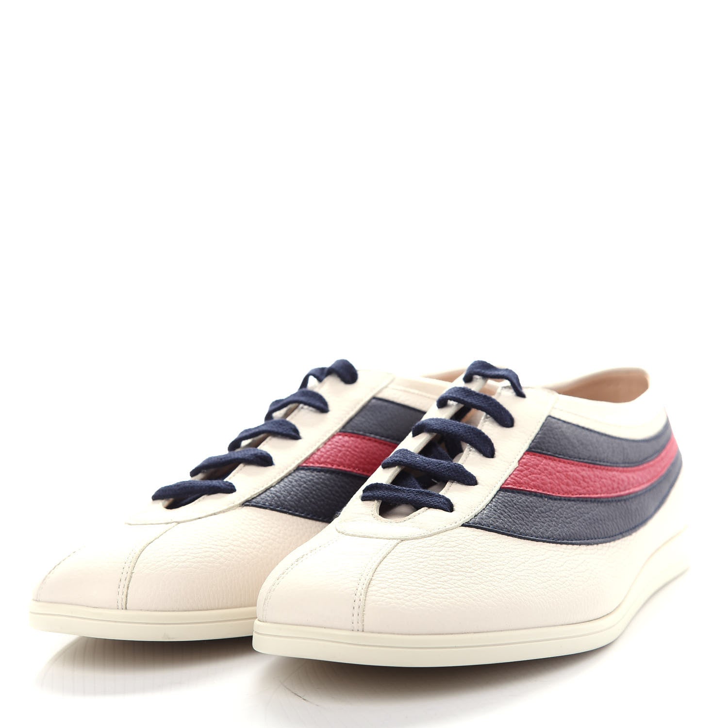 Gucci Calfskin Mens Web Falacer Sneakers 10.5 White Blue 3 of 9