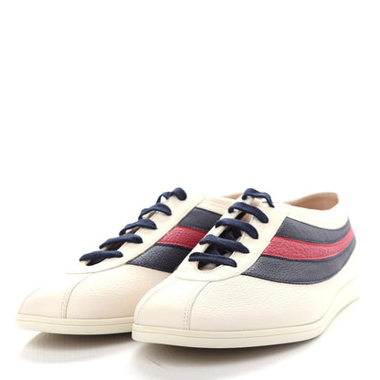 Gucci Calfskin Mens Web Falacer Sneakers 10.5 White Blue 3 of 9