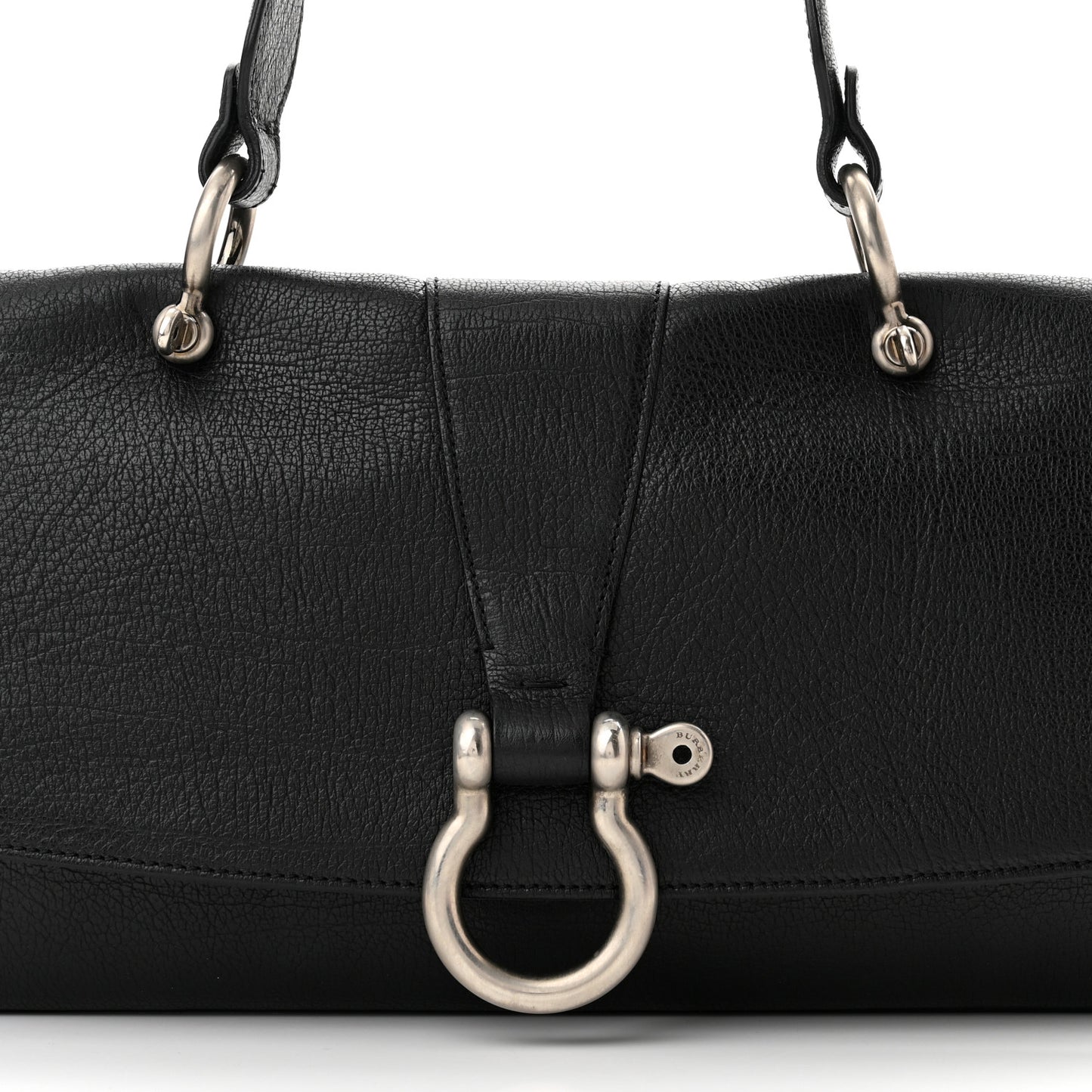 Textured Calfskin Shoulder Bag Black