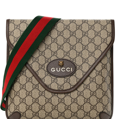 Gucci GG Supreme Monogram Web Medium Neo Vintage Flap Messenger Bag Beige New Acero 8 of 10