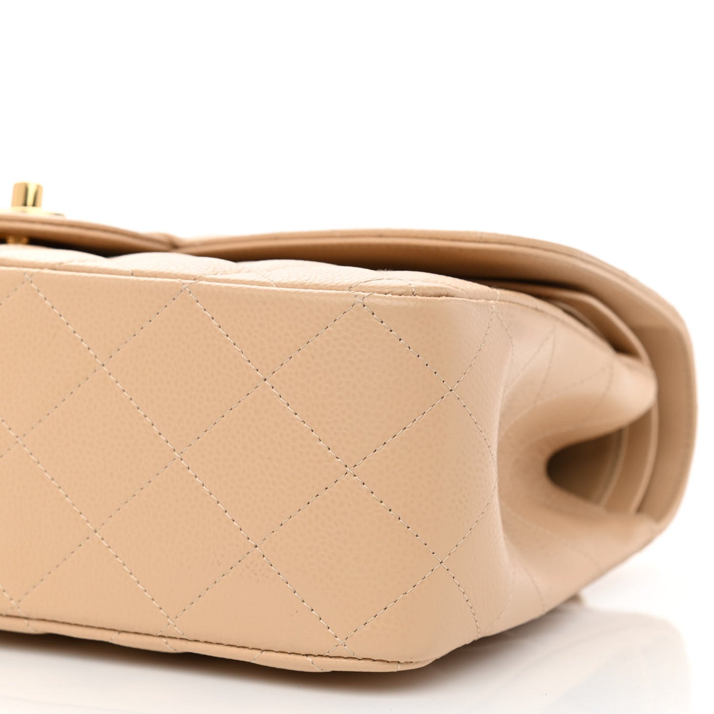 Caviar Quilted Jumbo Double Flap Beige