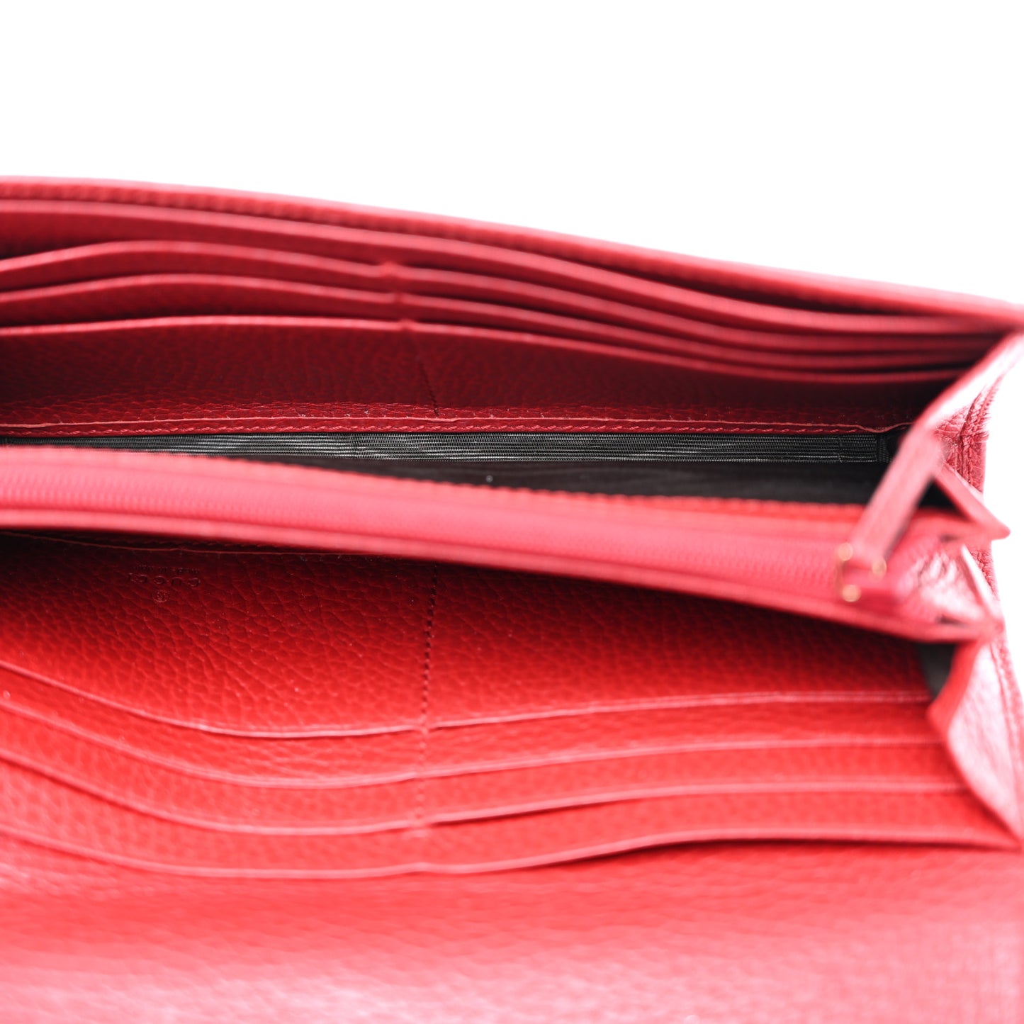 Dollar Calfskin GG Marmont Continental Wallet Hibiscus Red