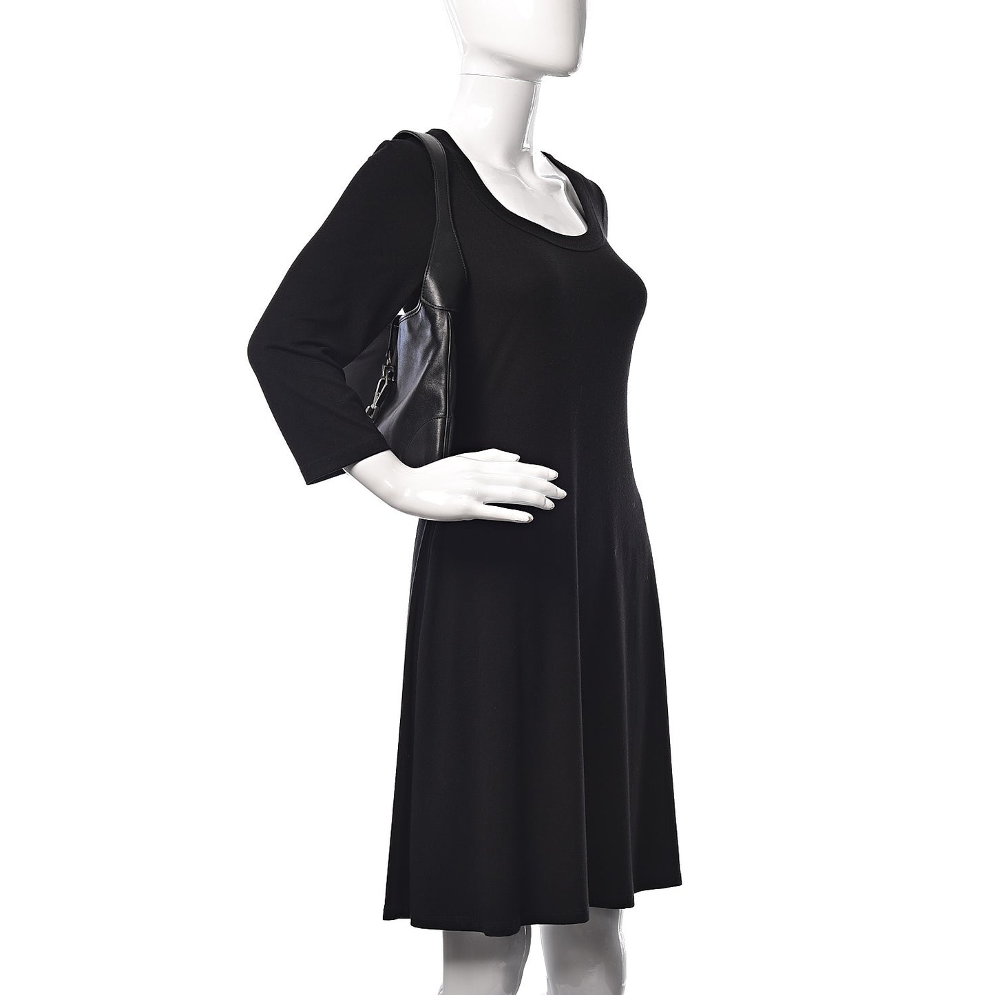 Calfskin Lobster Clasp Lock Jackie O Hobo Black