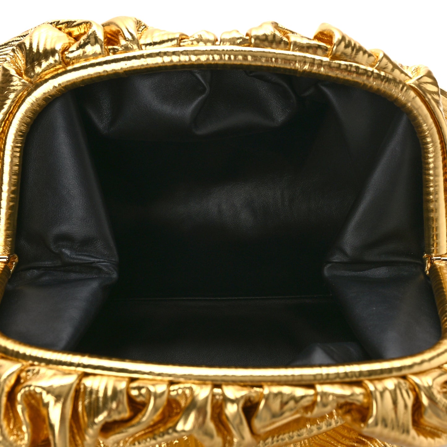 Metallic Bark Calfskin Embossed The Pouch Oversized Clutch Oro