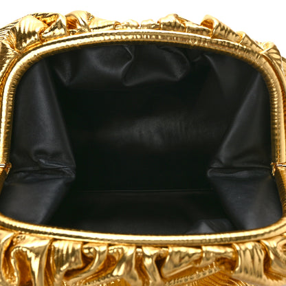 Bottega Veneta Metallic Bark Calfskin Embossed The Pouch Oversized Clutch Oro 5 of 8