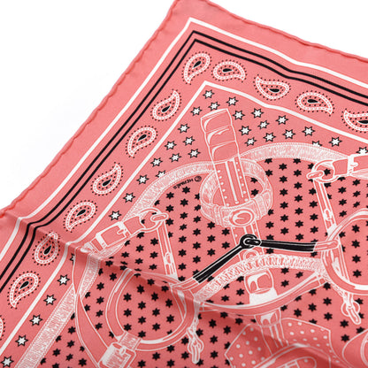 Hermes Silk Les Voitures A Transformation Bandana Scarf 55 Rose Malabar White Black 3 of 5