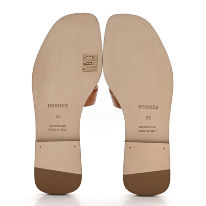 Hermes Ostrich Oran Sandals 35 Naturel 5 of 10
