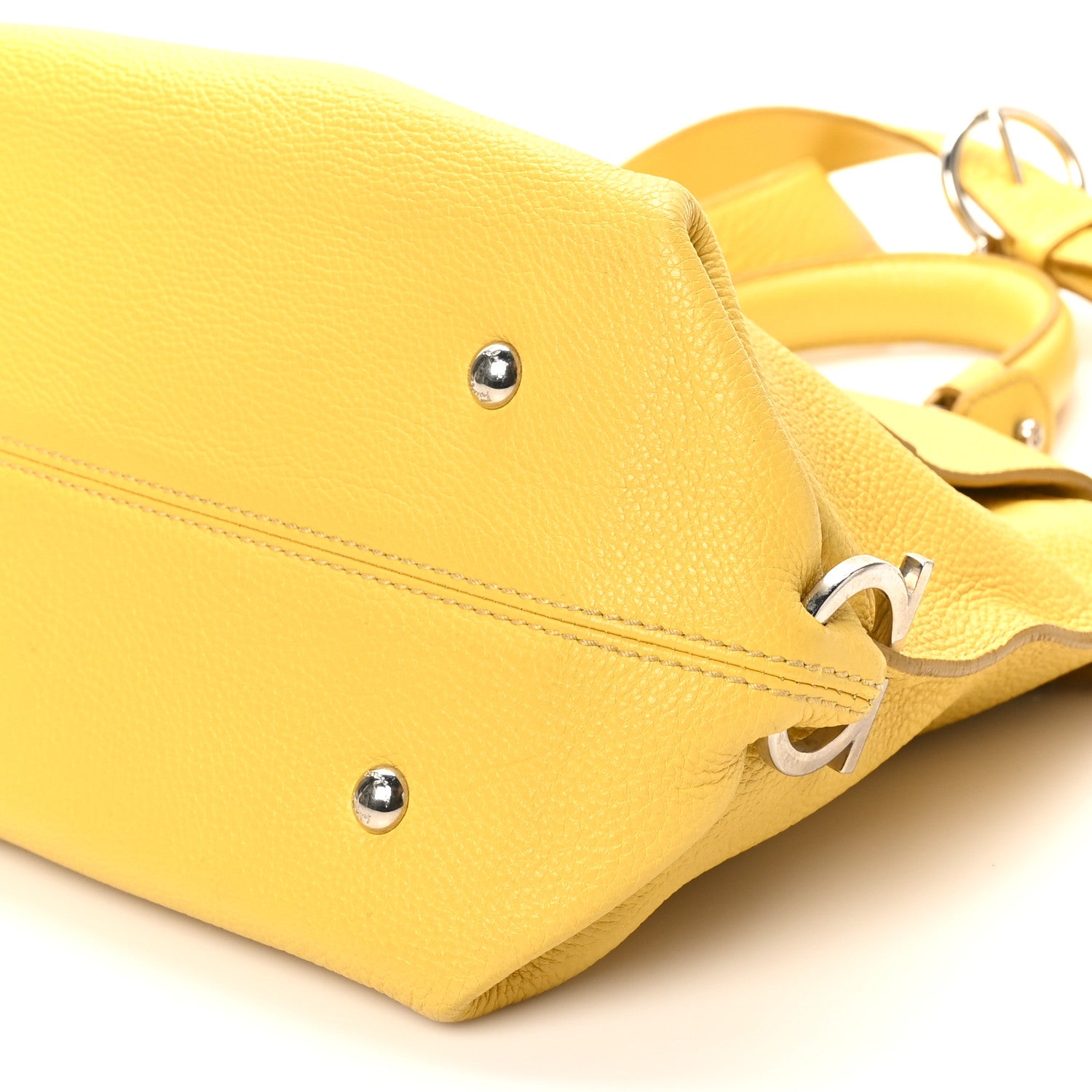 Salvatore Ferragamo Calfskin Sofia Gancini Satchel Yellow 8 of 9