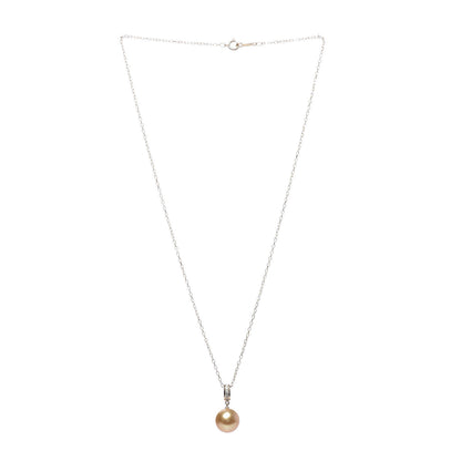 Mikimoto 18K Yellow Gold Diamond Golden South Sea Pearl 10mm Pendant Necklace 3 of 6