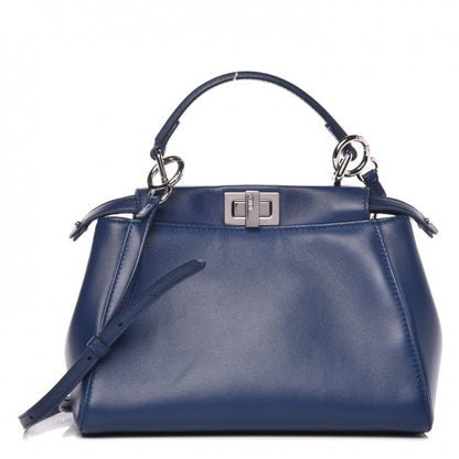 Fendi Nappa Mini Peekaboo Iconic Satchel True Blue 1 of 11