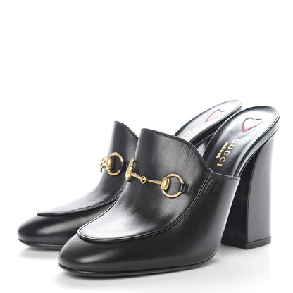 Gucci Malaga Kid Horsebit Princetown High Heel Mules 38.5 Black 3 of 8