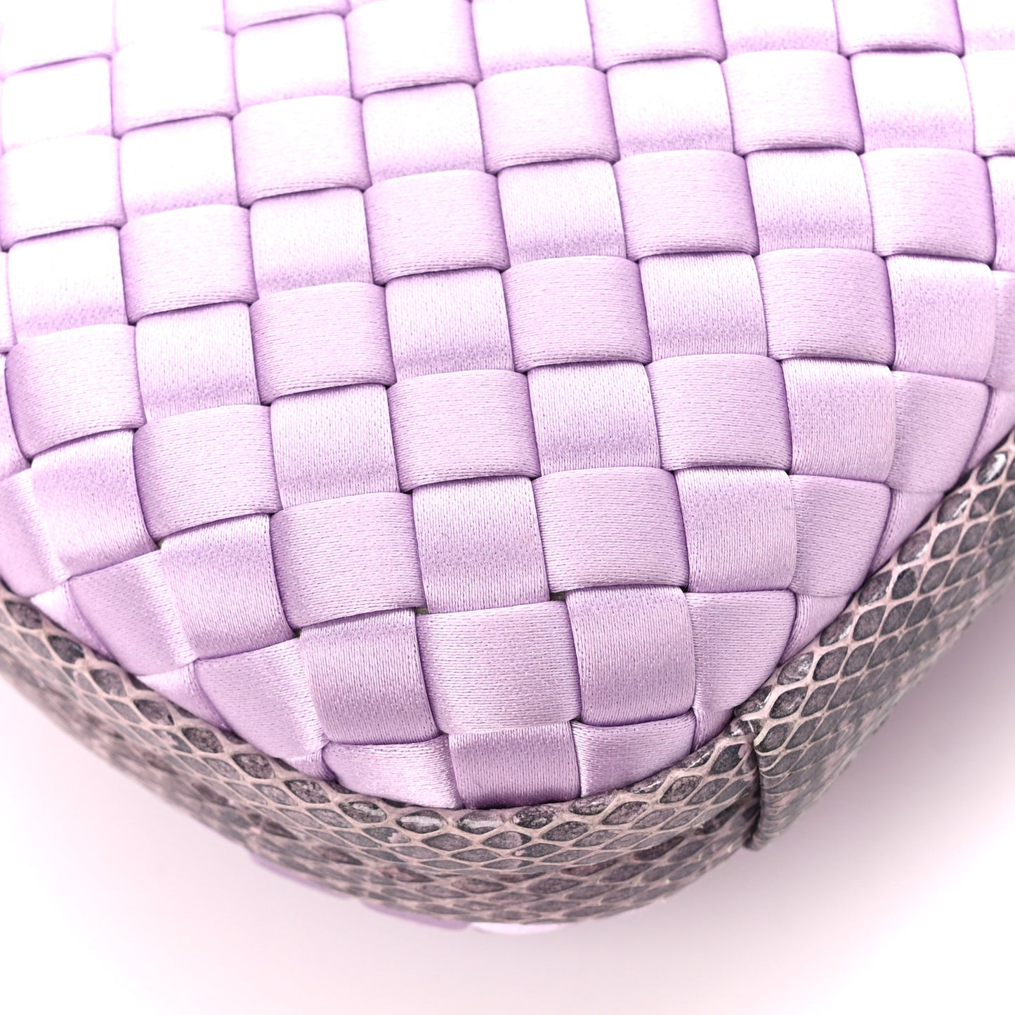 Satin Intreccio Impero Ayers Knot Clutch Lilac