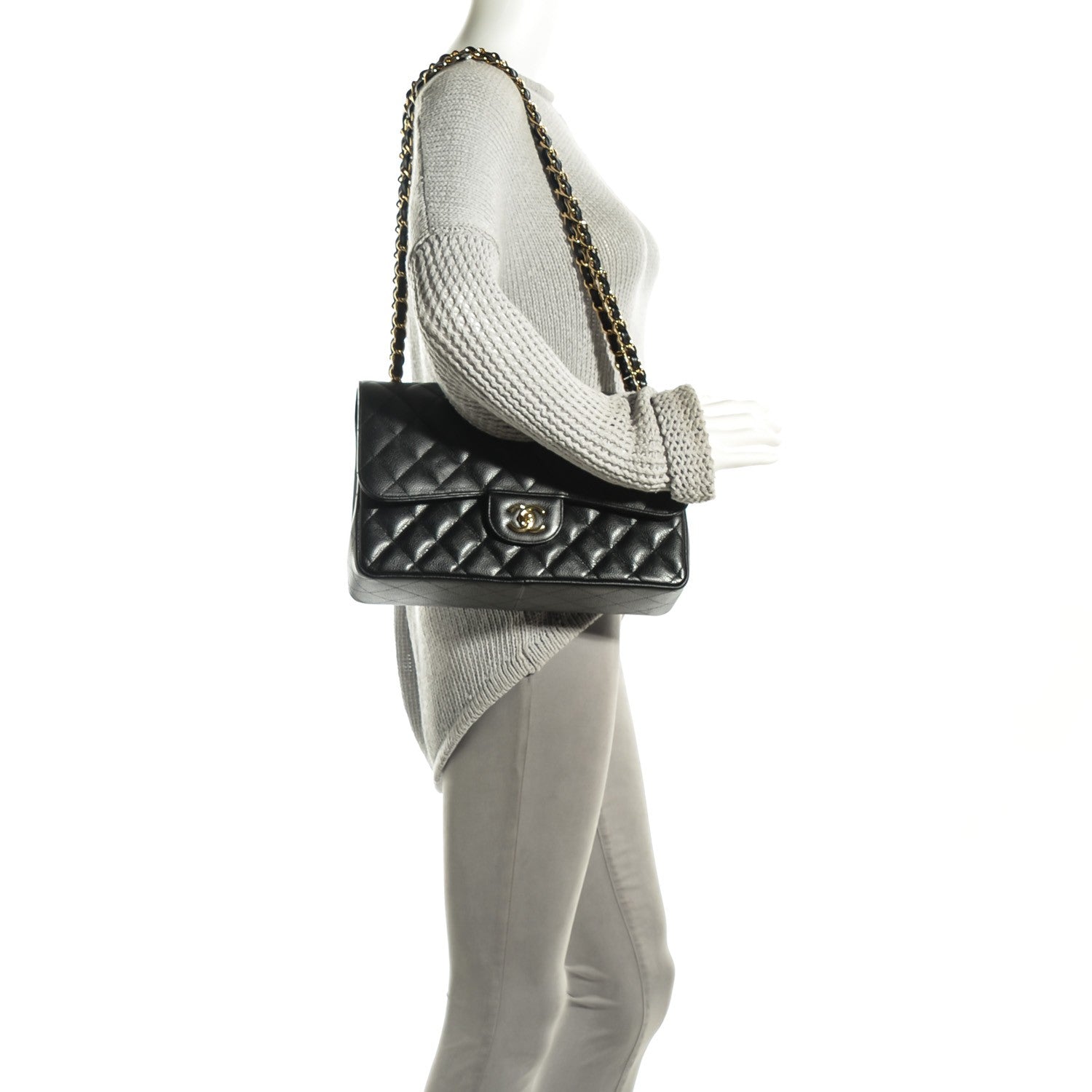 Chanel Caviar Quilted Jumbo Double Flap Black 2 of 8