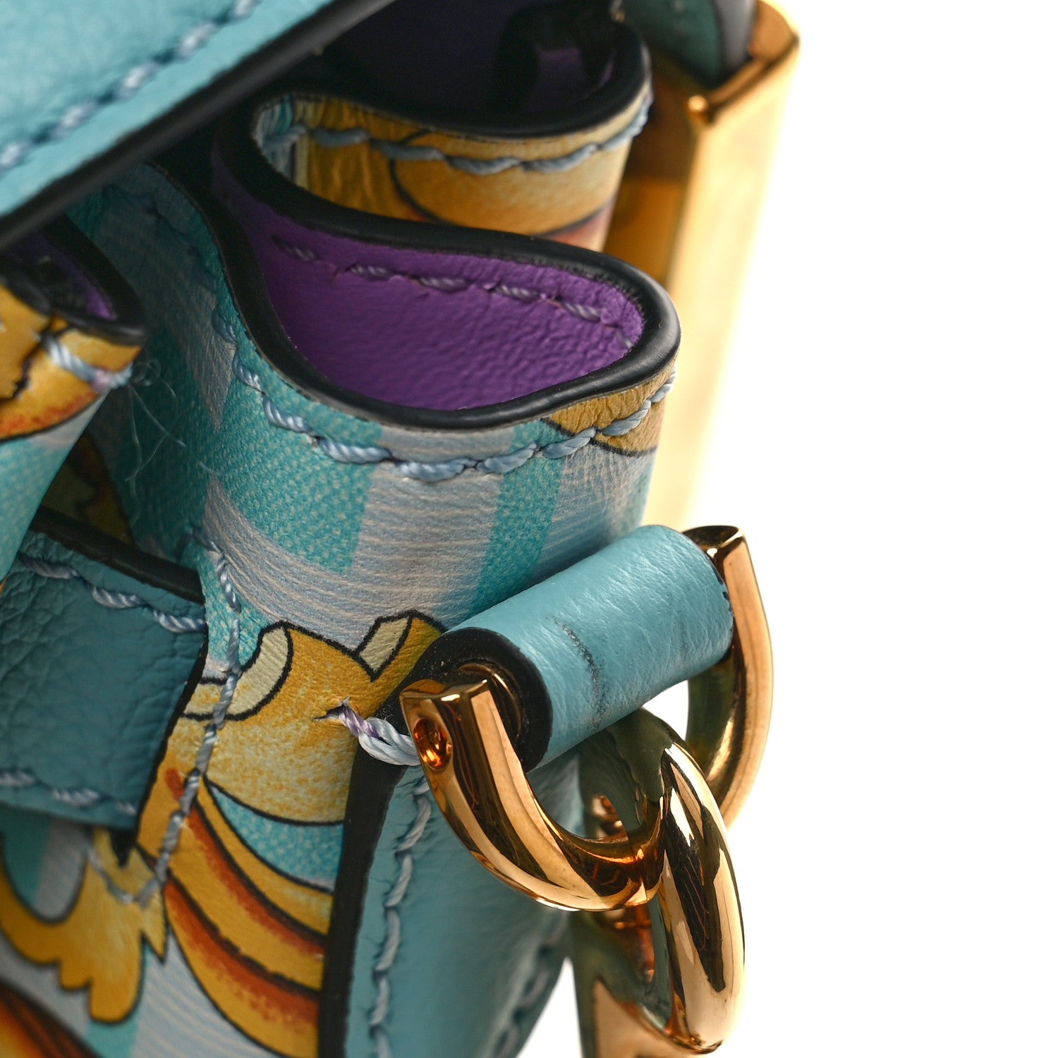 Versace X FENDI Grained Calfskin Fendace La Medusa Medium Top Handle Bag Baby Blue Multicolor 9 of 9