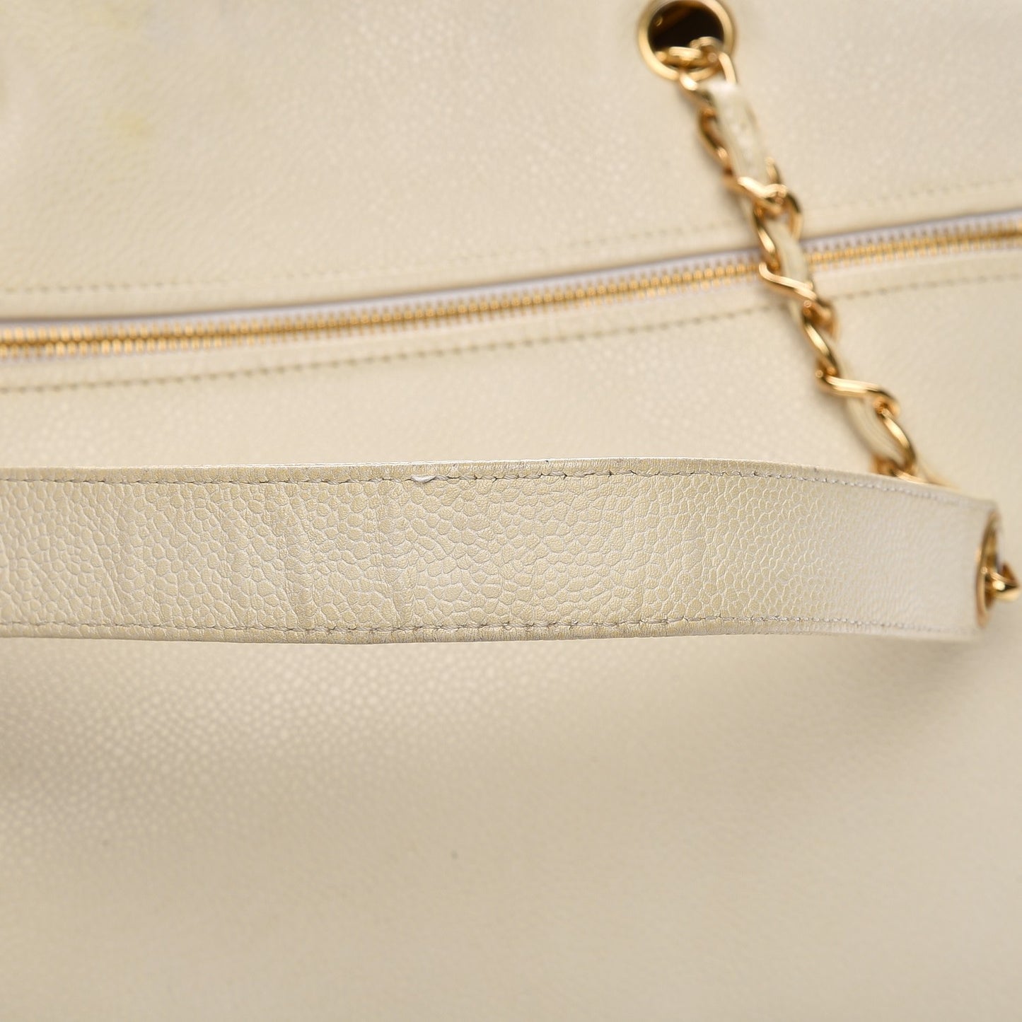 Caviar Large CC Shoulder Bag Ivory