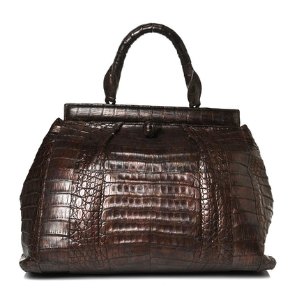 Nancy Gonzalez Crocodile Top Handle Satchel Brown 1 of 16
