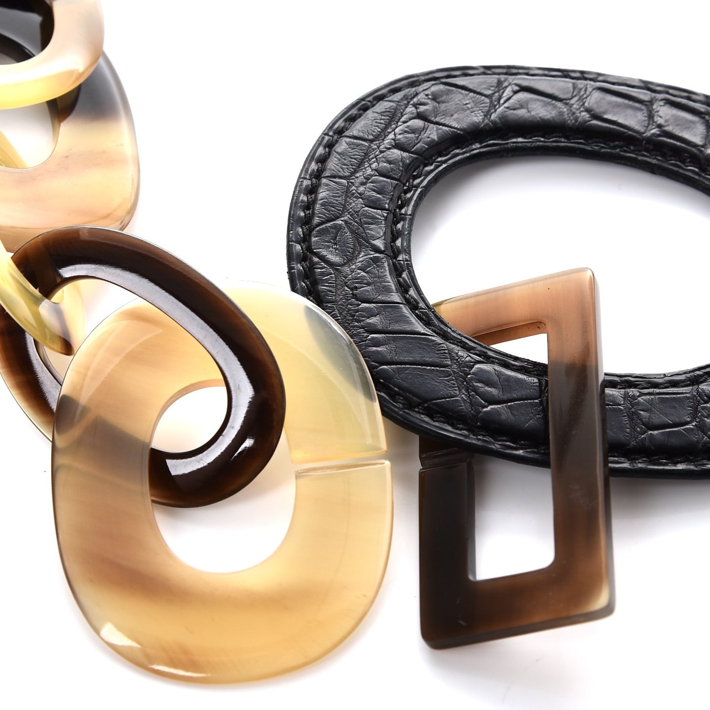 Buffalo Horn Alligator Isidore Necklace Black