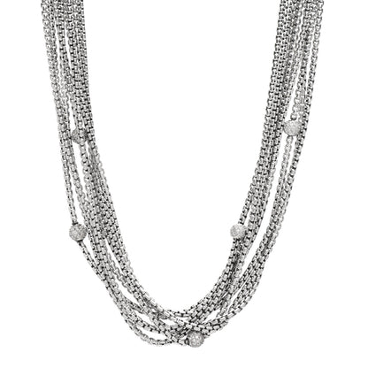 David Yurman Sterling Silver 18K Yellow Gold Diamond Eight Strand Pave Station Necklace 1 of 4